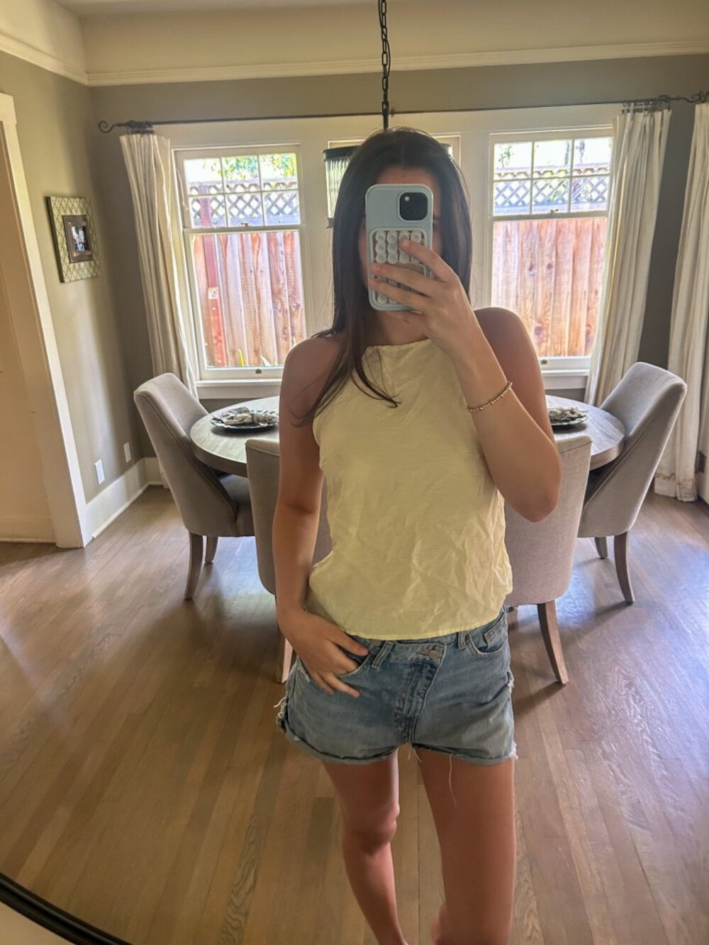 SHEIN pale butter yellow high neck tank top 🍋